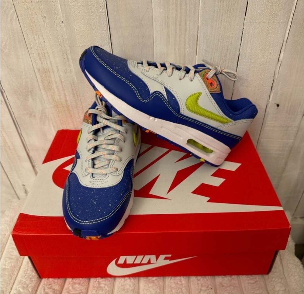 Nike Air Max 1 GS 'Playground' Blue Lime Green HJ9236-488 Size 5Y/6.5W